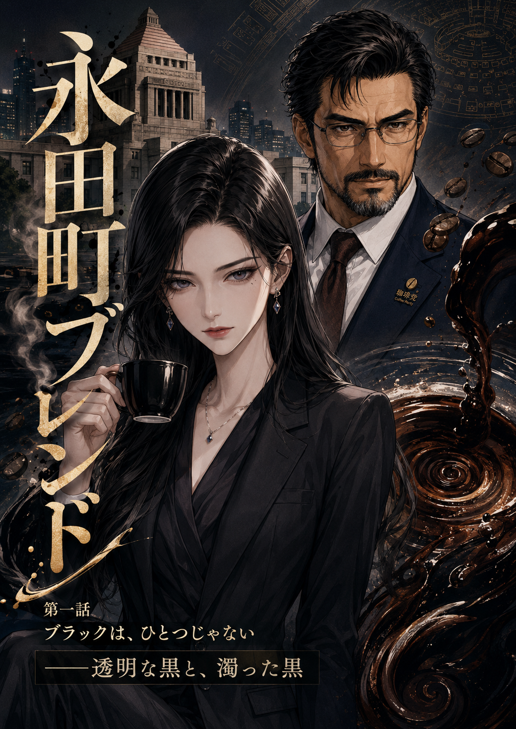 永田町ブレンド第1話の冒頭をGPT Image 2で巻頭カラー風に漫画化してみた