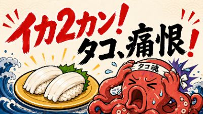 イカ2カン！タコ、痛恨！